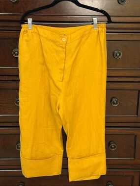 Women’s Mustard Yellow Linen Blend Pants